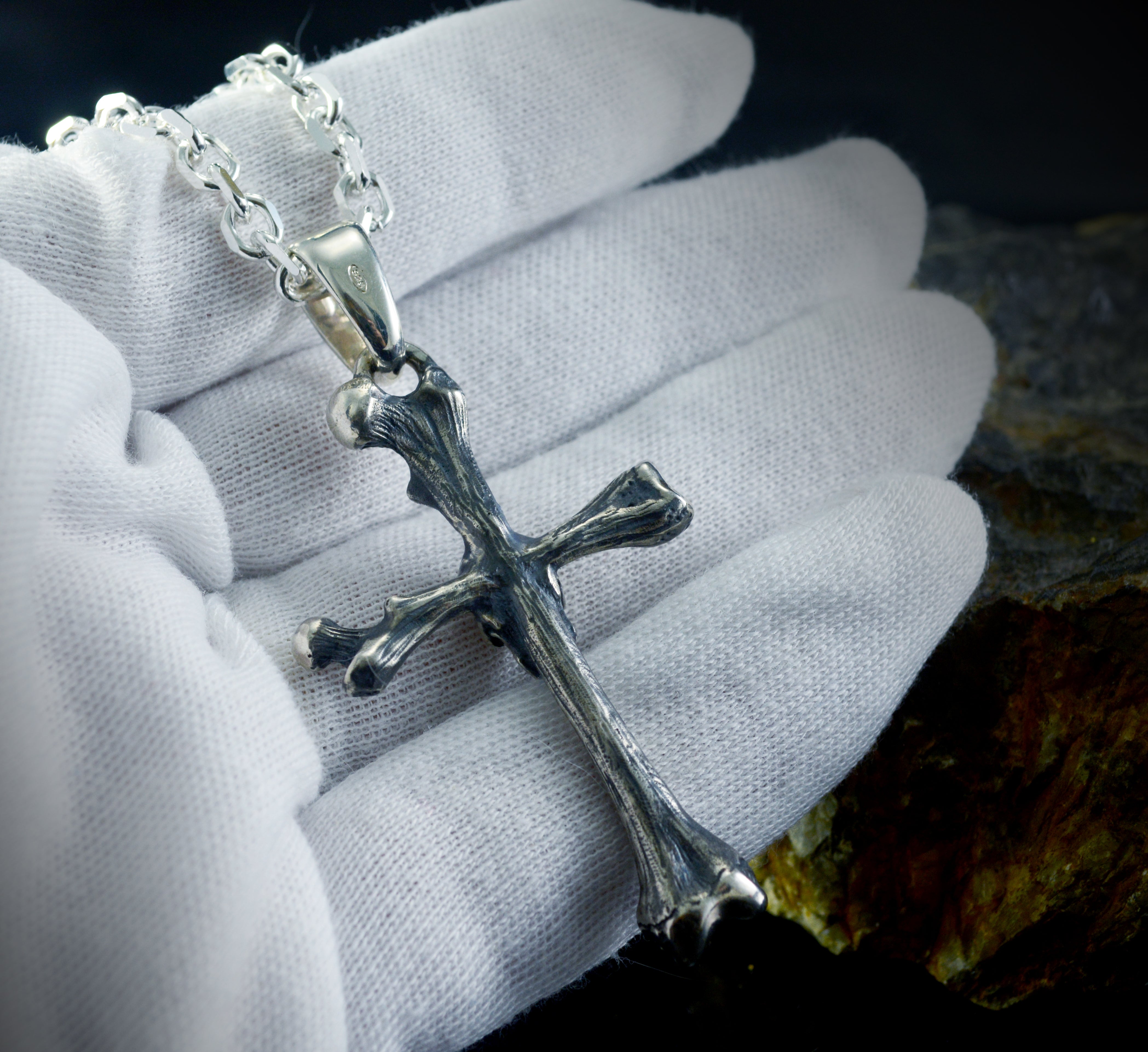 MEN'S outlet SOLID SILVER SKULL CROSS PENDANT