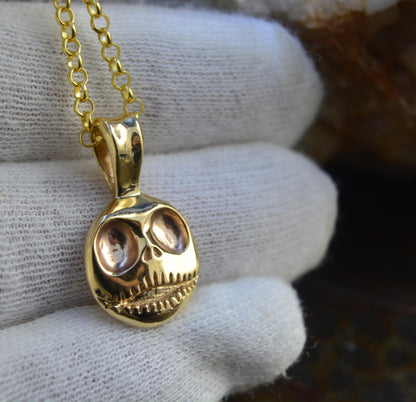 Colgante de Jack Skellington de oro macizo, joyería de calavera gótica, Pesadilla antes de Navidad, collar Wimsigoth