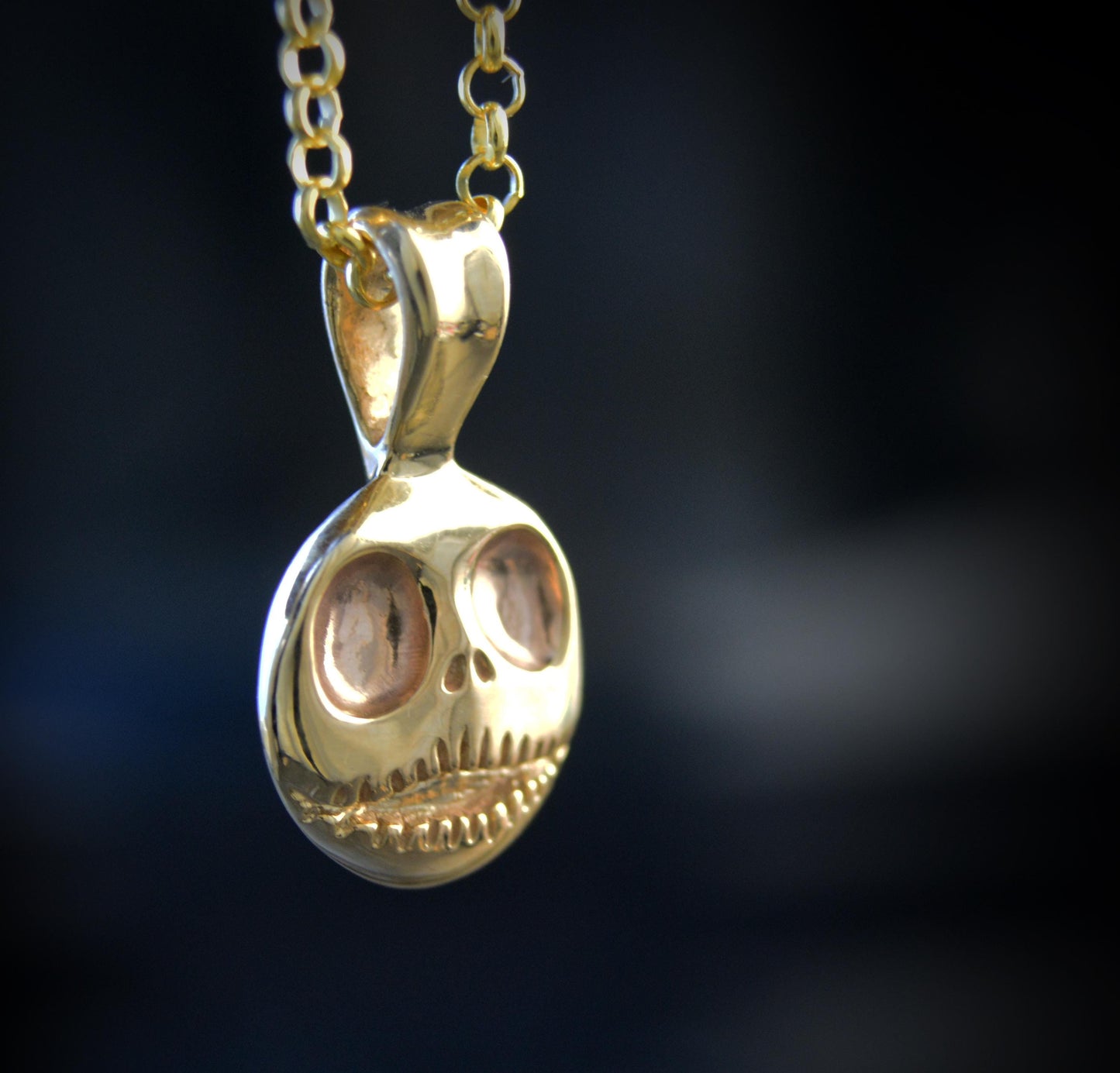 Colgante de Jack Skellington de oro macizo, joyería de calavera gótica, Pesadilla antes de Navidad, collar Wimsigoth