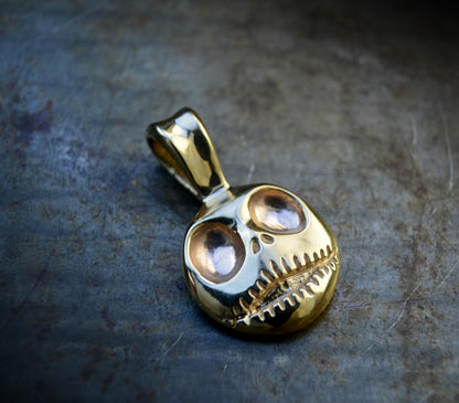 Colgante de Jack Skellington de oro macizo, joyería de calavera gótica, Pesadilla antes de Navidad, collar Wimsigoth