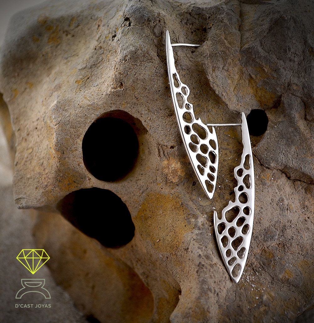 Pendientes largos plata huesos, Pendientes  alas de libélula, Pendientes largos de plata 925, Pendientes artesanales, Estilo Boho,