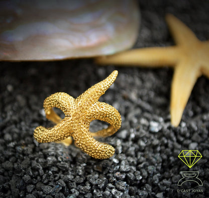 925 silver ring Starfish, Starfish adjustable ring, Unisex jewelry, Boho style, Sea jewelry