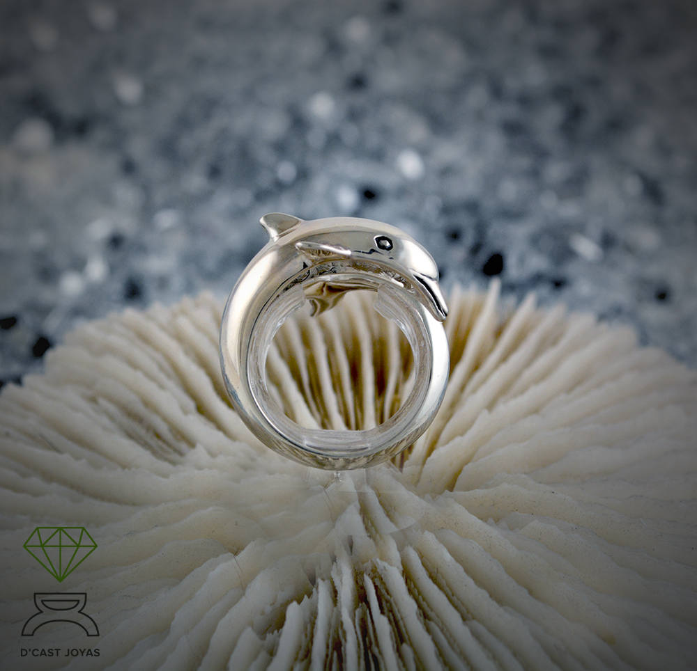 Anillo de delfín de plata, Anillo ajustable delfín, Anillo plata talisman, Estilo Boho, Joyería de mar, Anillo artesanal, Regalo novia - D´Cast