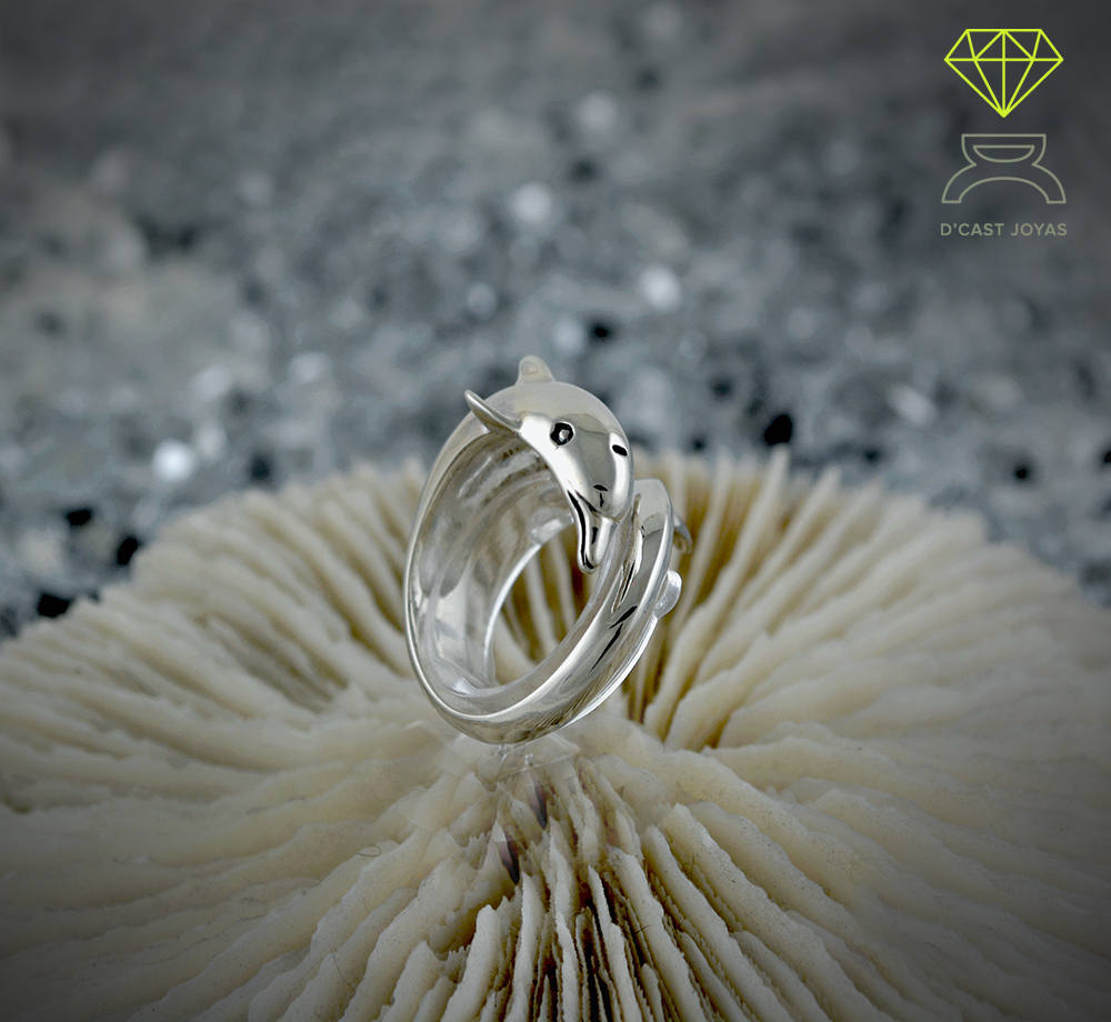 Anillo de delfín de plata, Anillo ajustable delfín, Anillo plata talisman, Estilo Boho, Joyería de mar, Anillo artesanal, Regalo novia - D´Cast