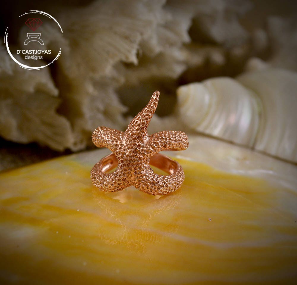 925 silver ring Starfish, Starfish adjustable ring, Unisex jewelry, Boho style, Sea jewelry