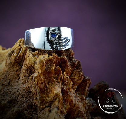 925er Silber Totenkopfring, Winter is Coming Totenkopfbandring, silberner Totenkopfring, Damenring, Game of Thrones, Gothic-Schmuck