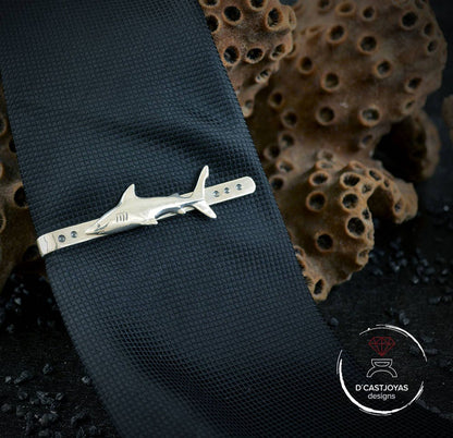 Silver Shark tie clip, Men's accessories, Handmade silver tie clip, Ocean jewelry, Nautical
