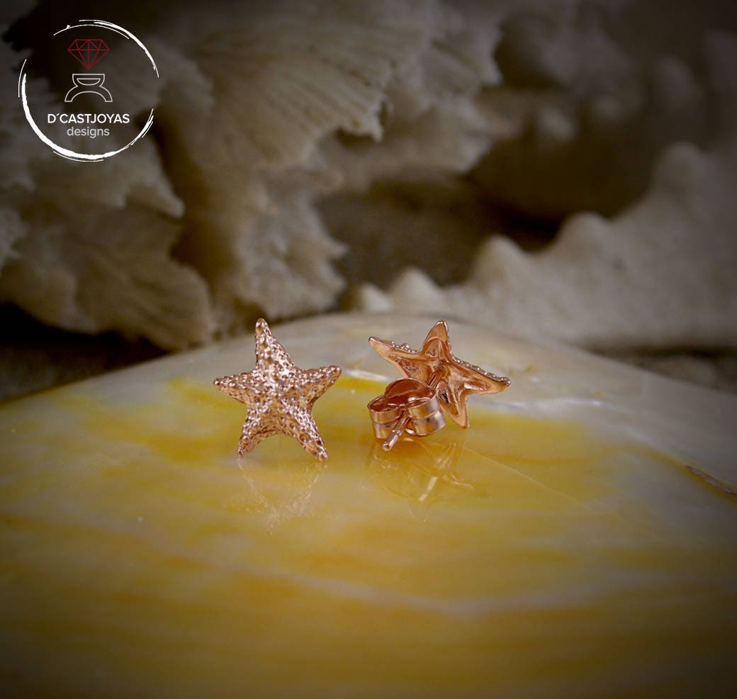 Pendientes plata pequeños estrella de mar, Estilo Boho - D´Cast