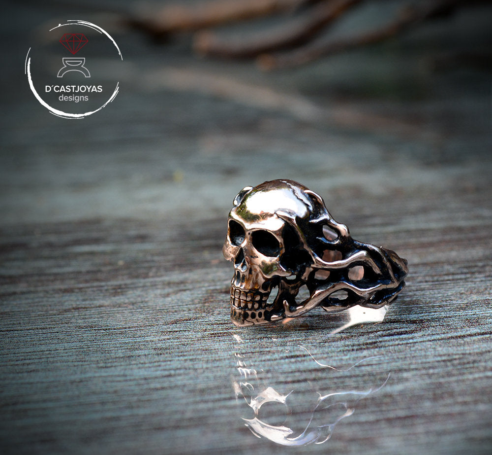 Anillo calavera con tentáculos de bronce - D´Cast