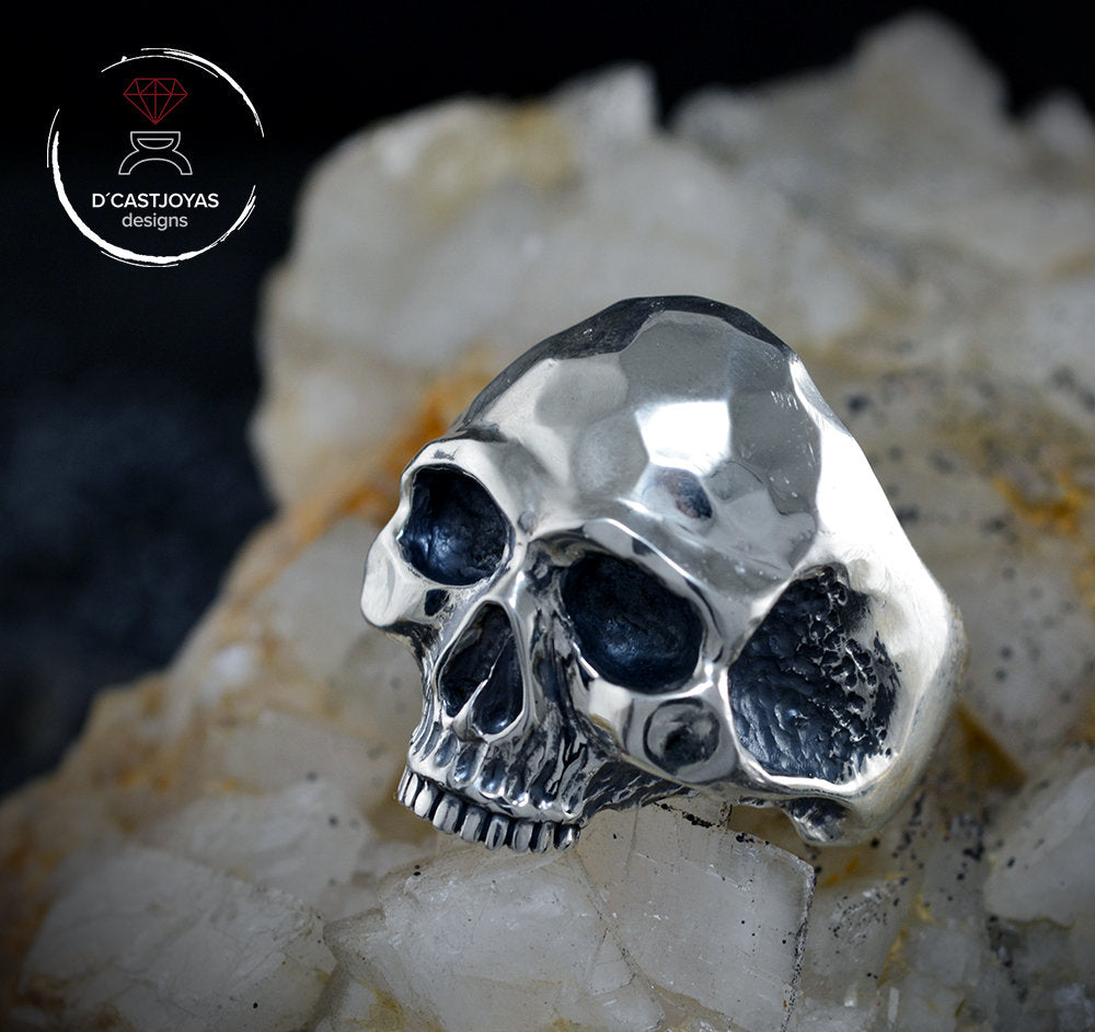 Anillo Calavera Plata 925 maciza, Anillo calavera inspirado en Keith Richards, Anillo motero, Hecho a mano, Memento Mori - D´Cast