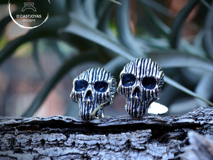 Gemelos calavera, Gemelos de plata maciza, Gemelos de calavera para hombres, Joyas de Halloween, Badass, Joyas de motociclista, Artesanales - D´Cast