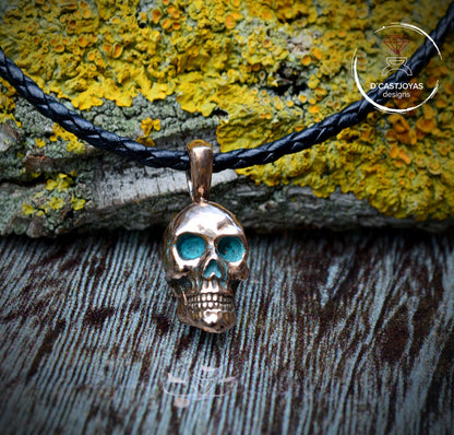 Colgante calavera en bronce macizo, Cráneo de bronce grande, Colgante gótico, Colgante artesanal, Regalo para él, Joyería de motorista - D´Cast