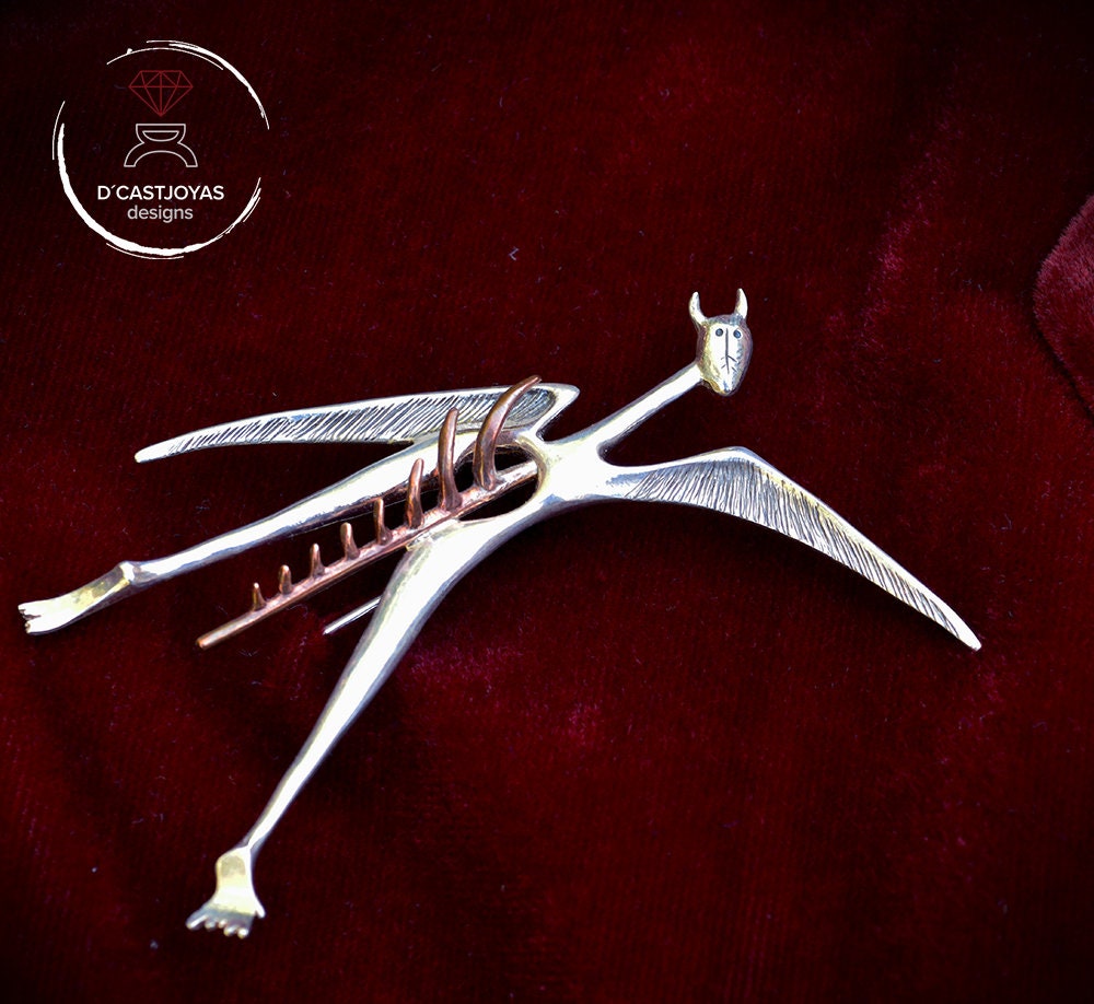 Broche plata Animal fantástico, Broche de plata y bronce, Joyería artística, Joyería contemporánea, Animal mitológico, Broche artesanal - D´Cast