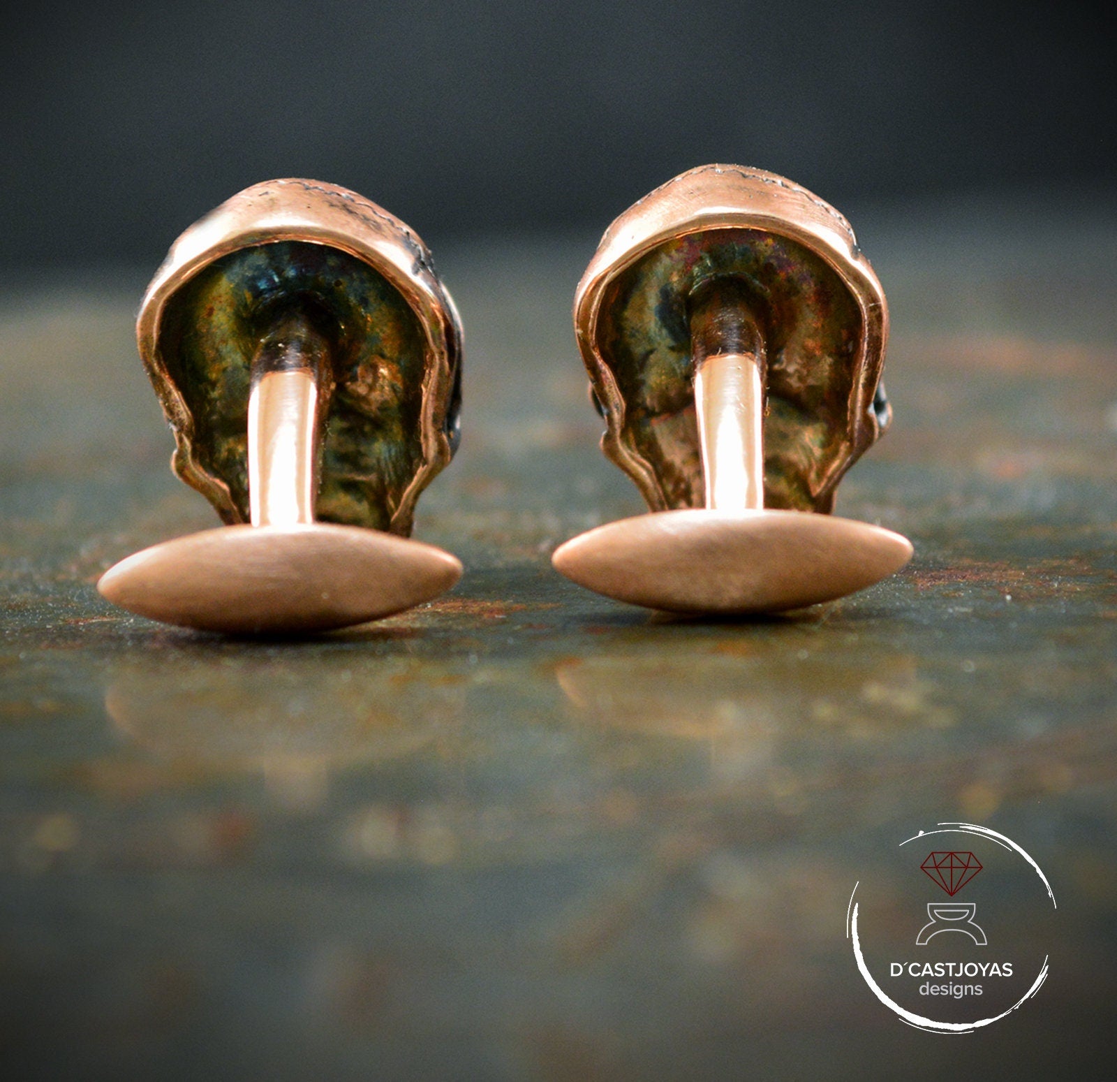 Gemelos de bronze Calaveras, Regalo para él, Gemelos para hombre, Gemelos calaveras, Joyería Gótica, Joyería Contemporánea - D´Cast