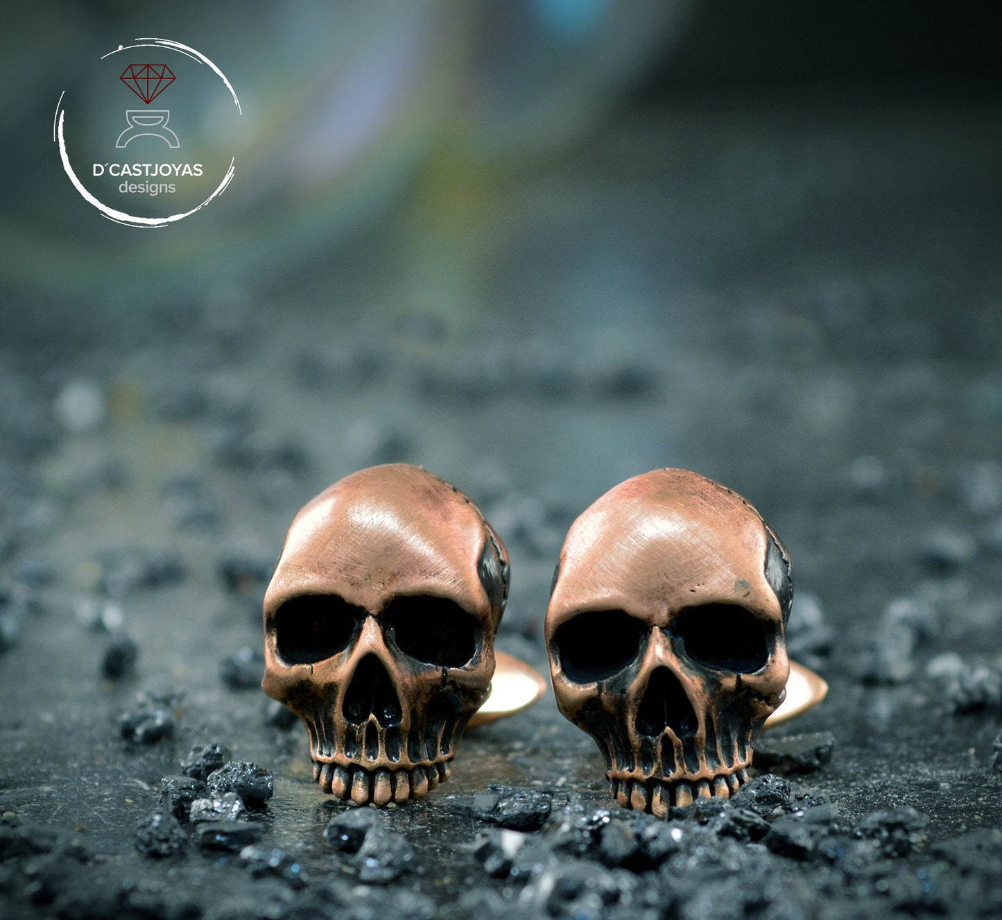 Gemelos de bronze Calaveras, Regalo para él, Gemelos para hombre, Gemelos calaveras, Joyería Gótica, Joyería Contemporánea - D´Cast