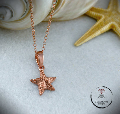 Colgante estrella de mar pequeña de oro de 18k y 14k, Regalo San Valentin - D´Cast