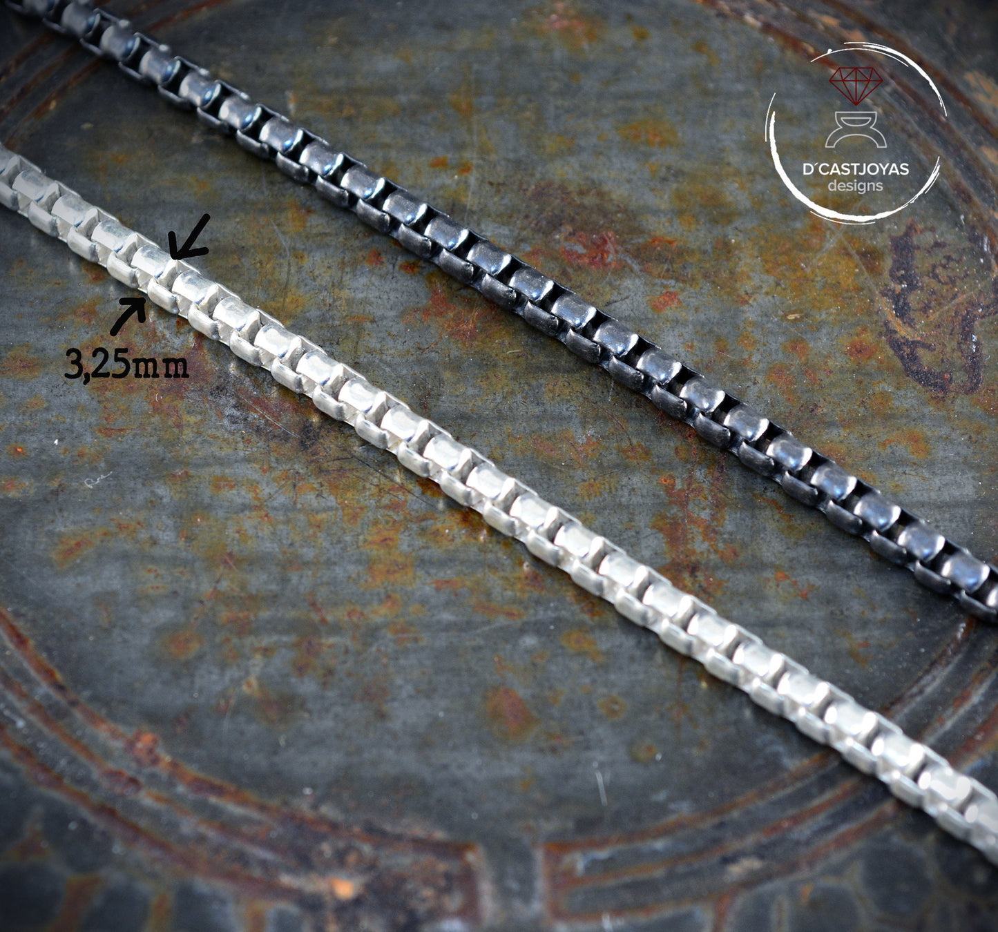 Quadratische Rolo-Kette aus massivem Sterlingsilber, klobige Silberkette