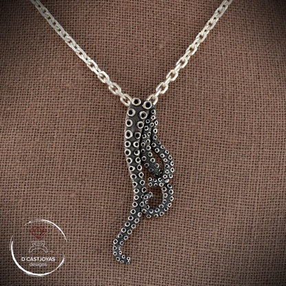 Pulpo Colgante de plata 925, Collar de pulpo tentáculos, Joyas oceánicas, Colgante artesanal - D´Cast