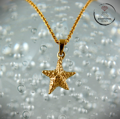 Colgante estrella de mar pequeña de oro de 18k y 14k, Regalo San Valentin - D´Cast