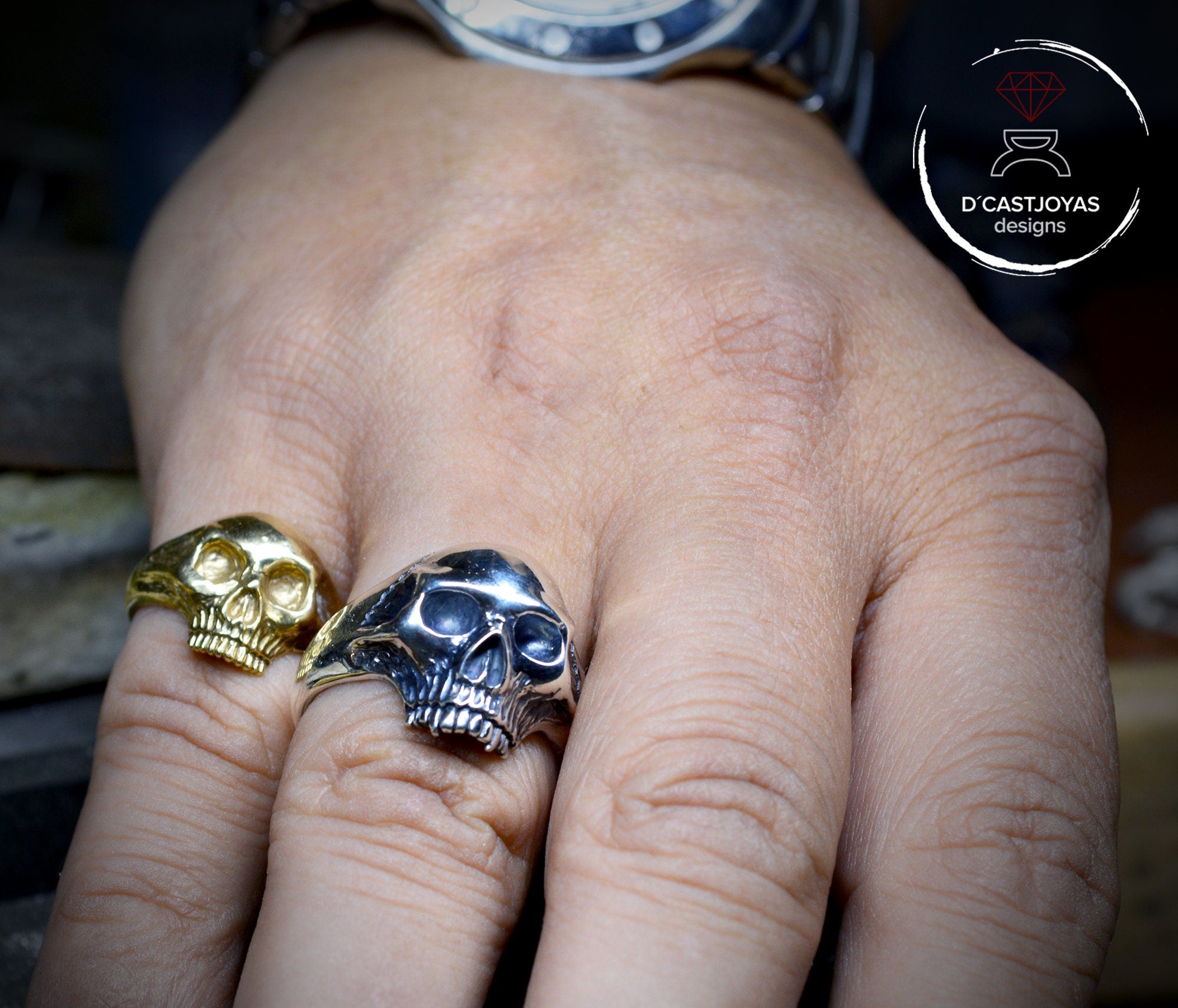 Anillo de calavera plata maciza Memento mori Anillo de compromiso