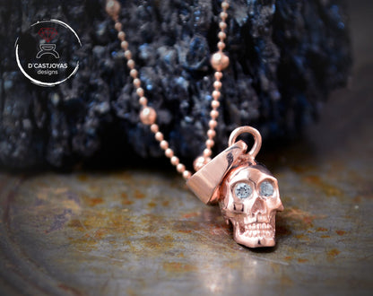 Rhodium plated supplement for skull pendant, yellow gold plated, rose gold plated