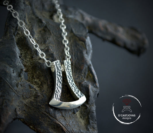 Modern Thor ax 925 silver pendant with hammered textures, Men's pendant talisman, New Viking jewelry