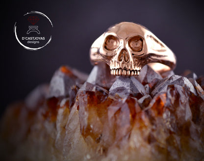 Gold mummy skull ring, Solid gold skull engagement ring, Memento mori ring, Gothic wedding ring