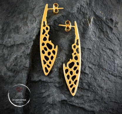 Long silver bone earrings, Dragonfly wings earrings, Long 925 silver earrings, Handmade earrings, Boho style,