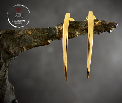 Pendientes largos oro de  14k y 18k, Colmillos serpiente - D´Cast