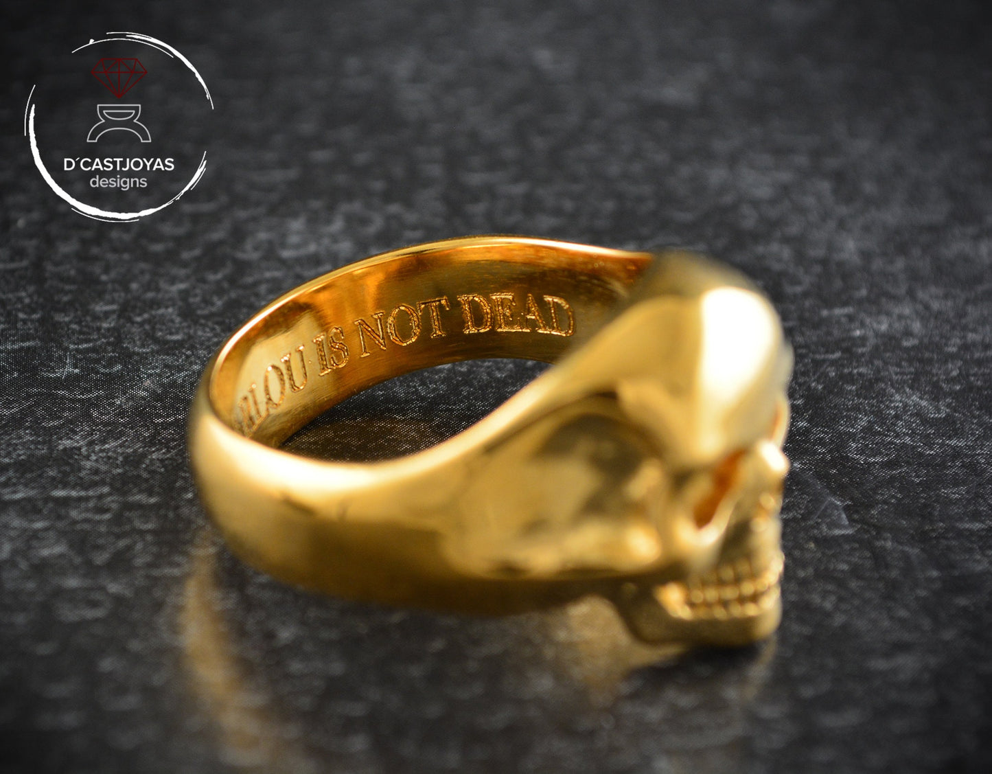 Anillo Calavera oro macizo de10k, 14k o 18k, Anillo calavera hombre, Joyería Rock and Roll, Joyería para Hombre, Hecho a mano, Memento Mori - D´Cast