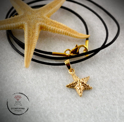 Colgante estrella de mar pequeña de oro de 18k y 14k, Regalo San Valentin - D´Cast