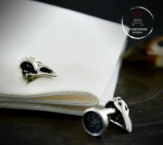 Ravens of Odin silver cufflinks, skull cufflinks, gift for him, viking jewelry