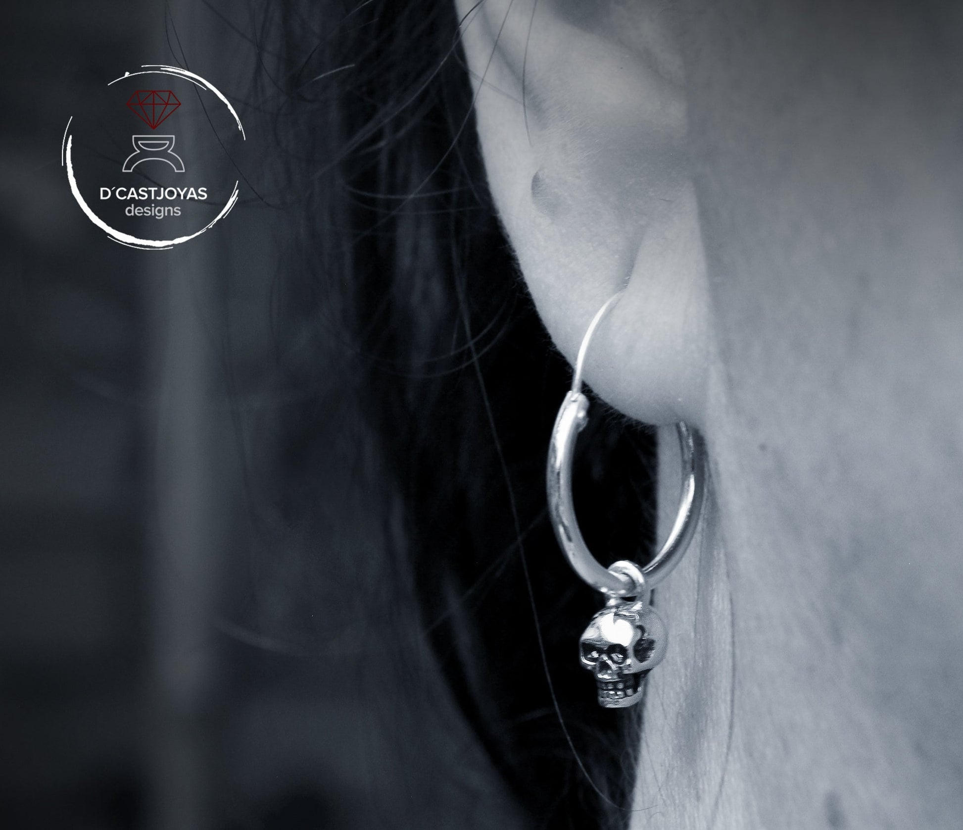 Aros calavera diminuta en plata de ley para hombre y mujer - D´Cast