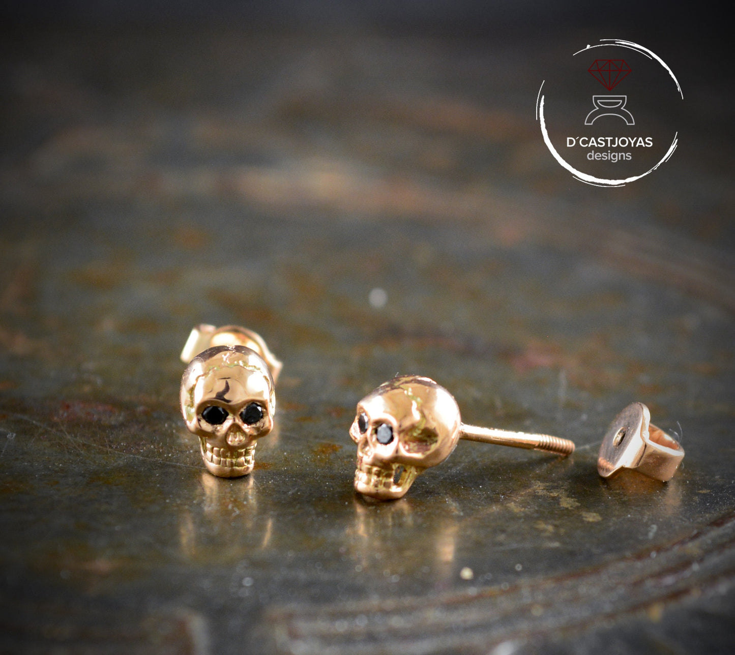 Suplemento cierre rosca para los pendientes tiny skull en oro 14k y 18k, trasera de pendiente de tornillo