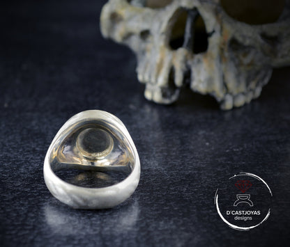 Anillo con sello de plata Calavera, Anillo sello hombre, Memento Mori, Sello de plata maciza, Anillo calavera hombre, Anillo calavera mujer - D´Cast