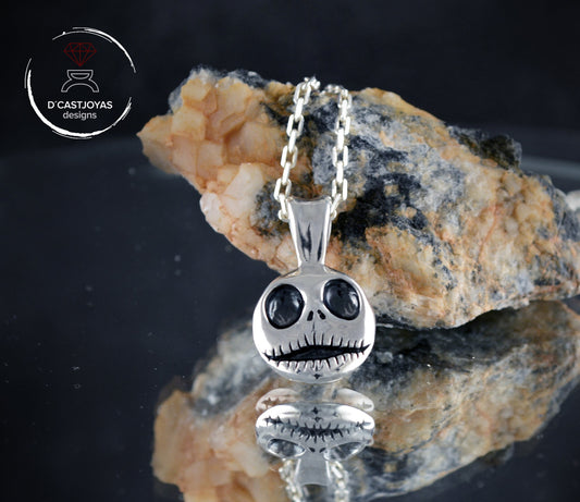 Colgante plata Jack Skellington, Colgante plata calavera, Colgante gótico, Pesadilla después de Navidad