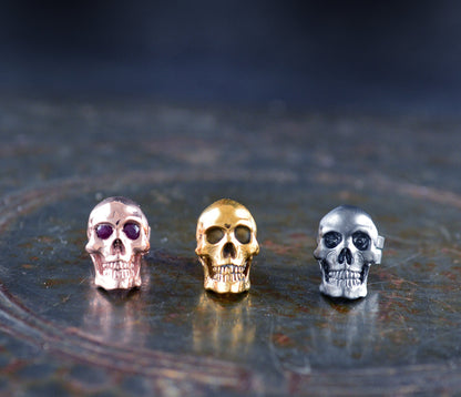 Pendiente pequeño de calavera en oro sólido para hombre y mujer - D´Cast