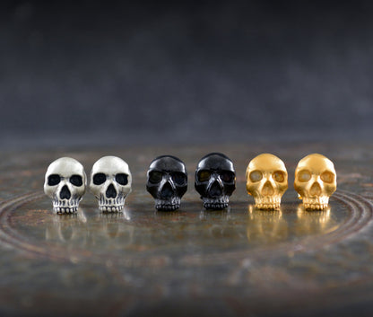 Pendientes calavera Memento mori en plata de ley maciza