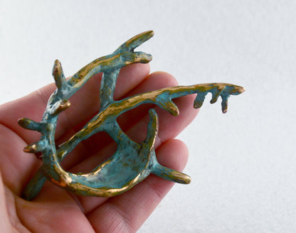 Artistic bronze brooch, Contemporary jewelry, Handmade brooch