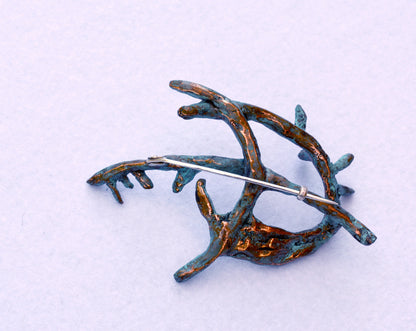 Artistic bronze brooch, Contemporary jewelry, Handmade brooch