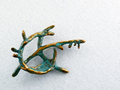 Artistic bronze brooch, Contemporary jewelry, Handmade brooch