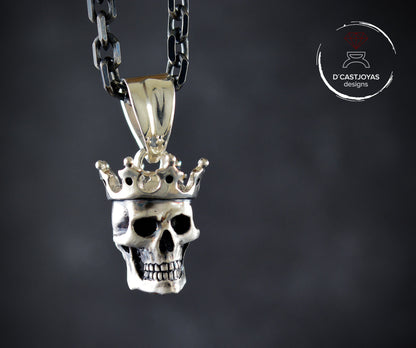 Colgante calavera  rey grande  plata maciza 925 - D´Cast