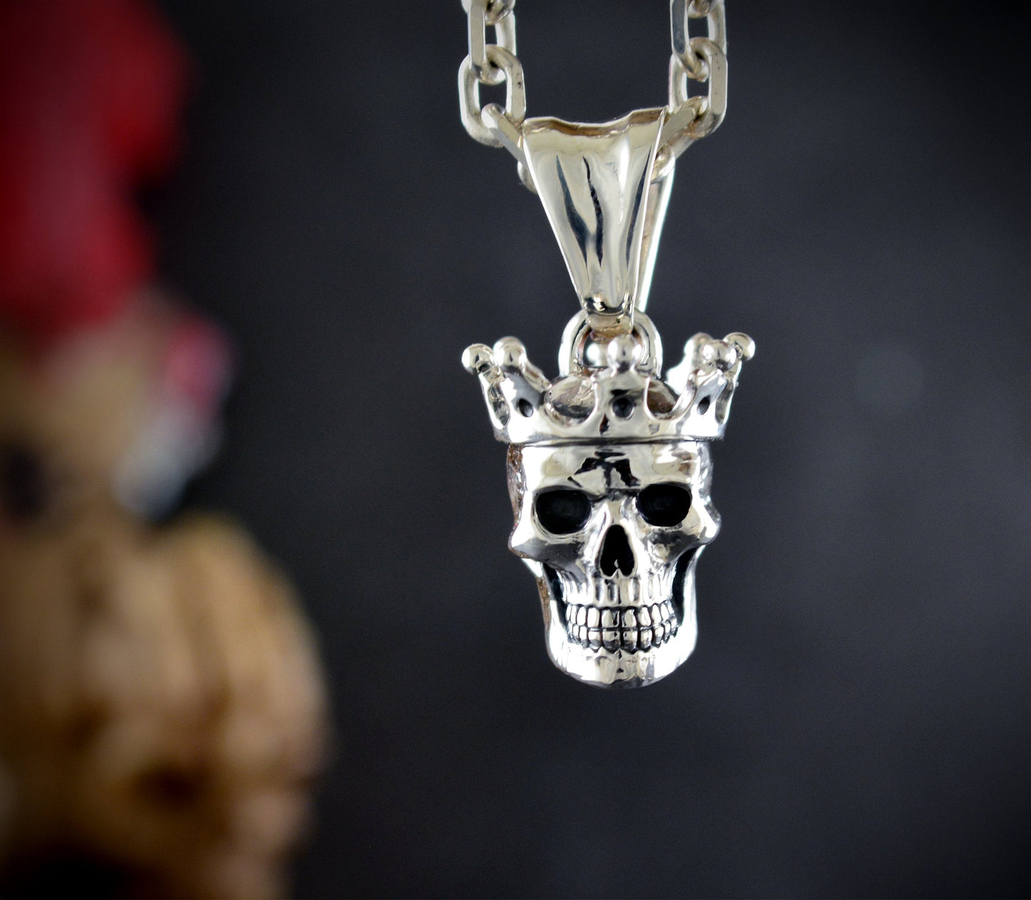 Colgante calavera  rey grande  plata maciza 925 - D´Cast