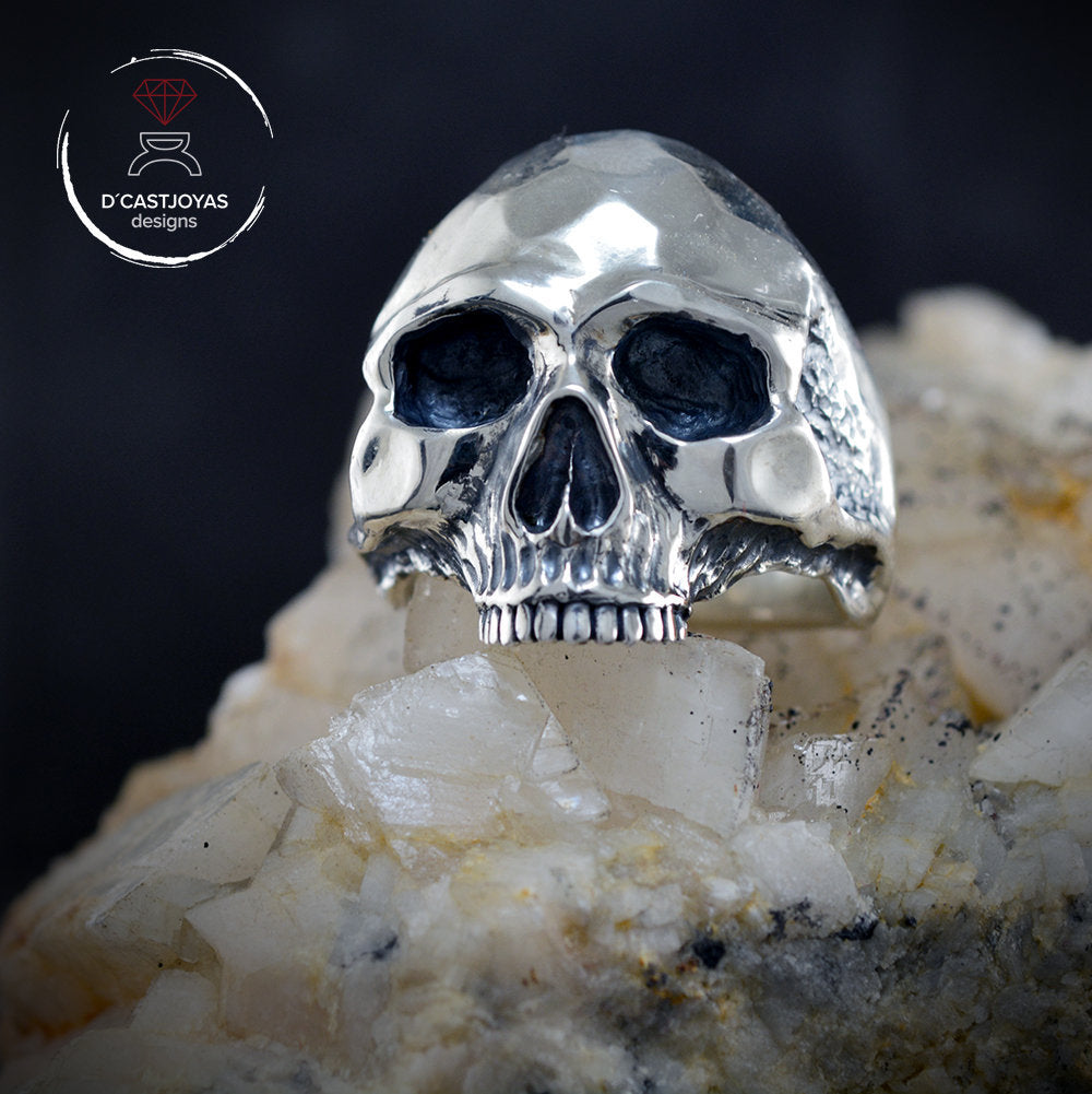 Anillo Calavera Plata 925 maciza, Anillo calavera inspirado en Keith Richards, Anillo motero, Hecho a mano, Memento Mori - D´Cast