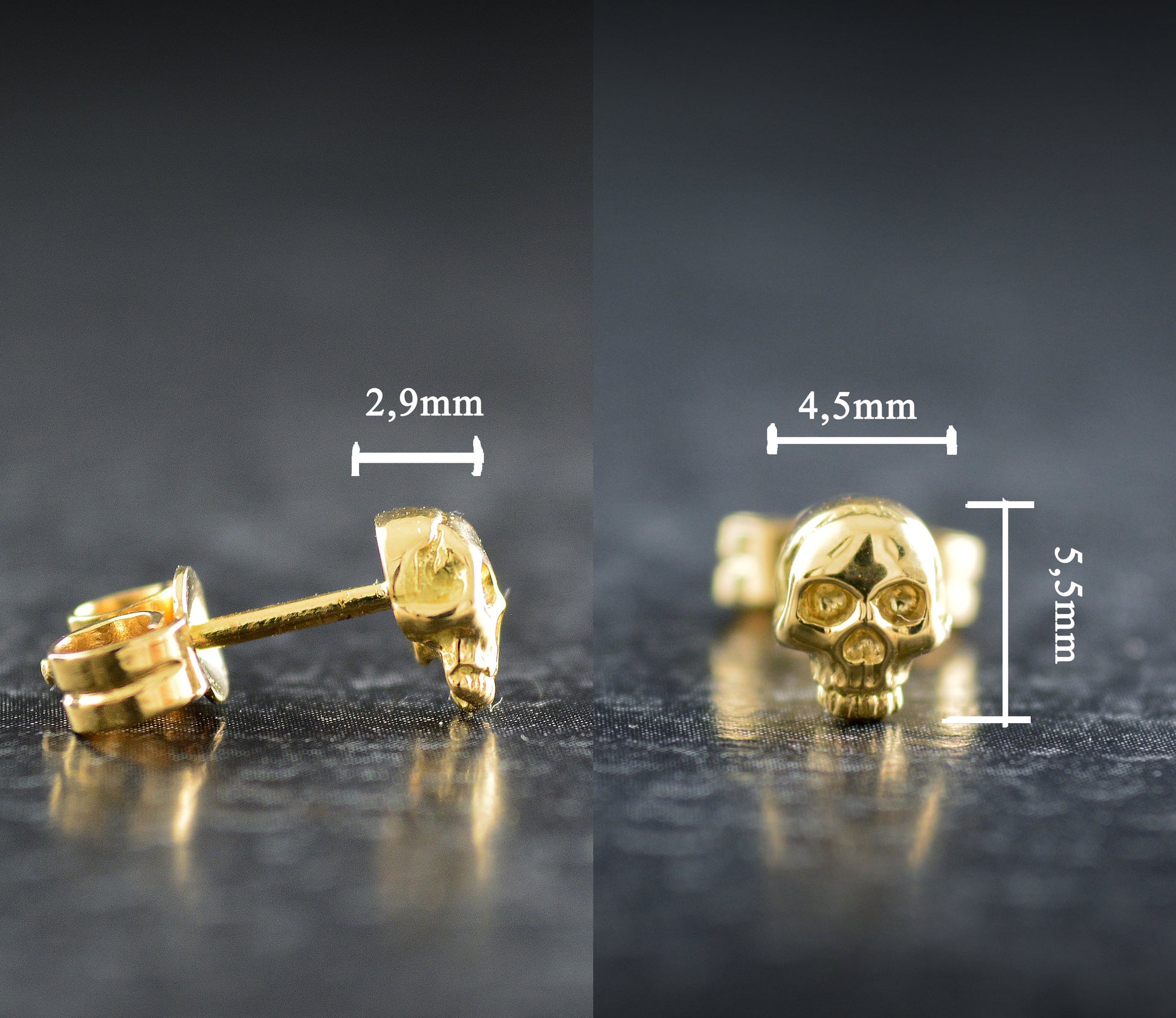 Piercing calavera diminuta en oro sólido de 14k y 18k - D´Cast