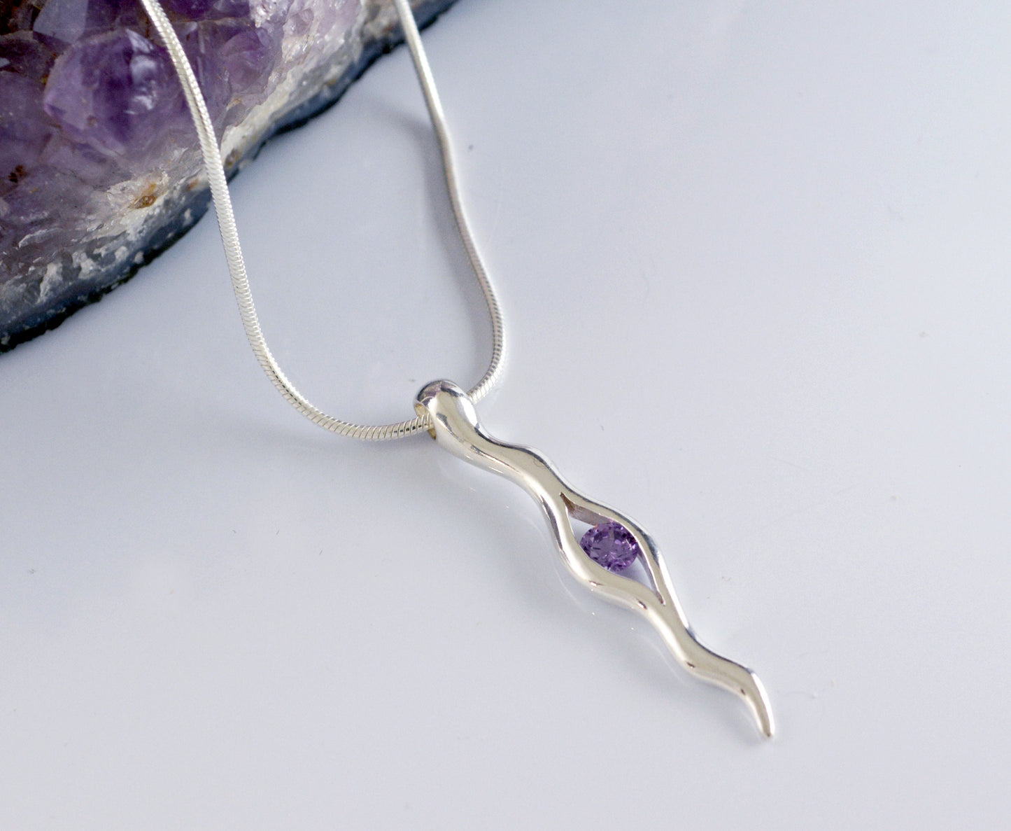Earrings and eye pendant set, handmade in solid silver and set with a top quality synthetic stone or natural stones