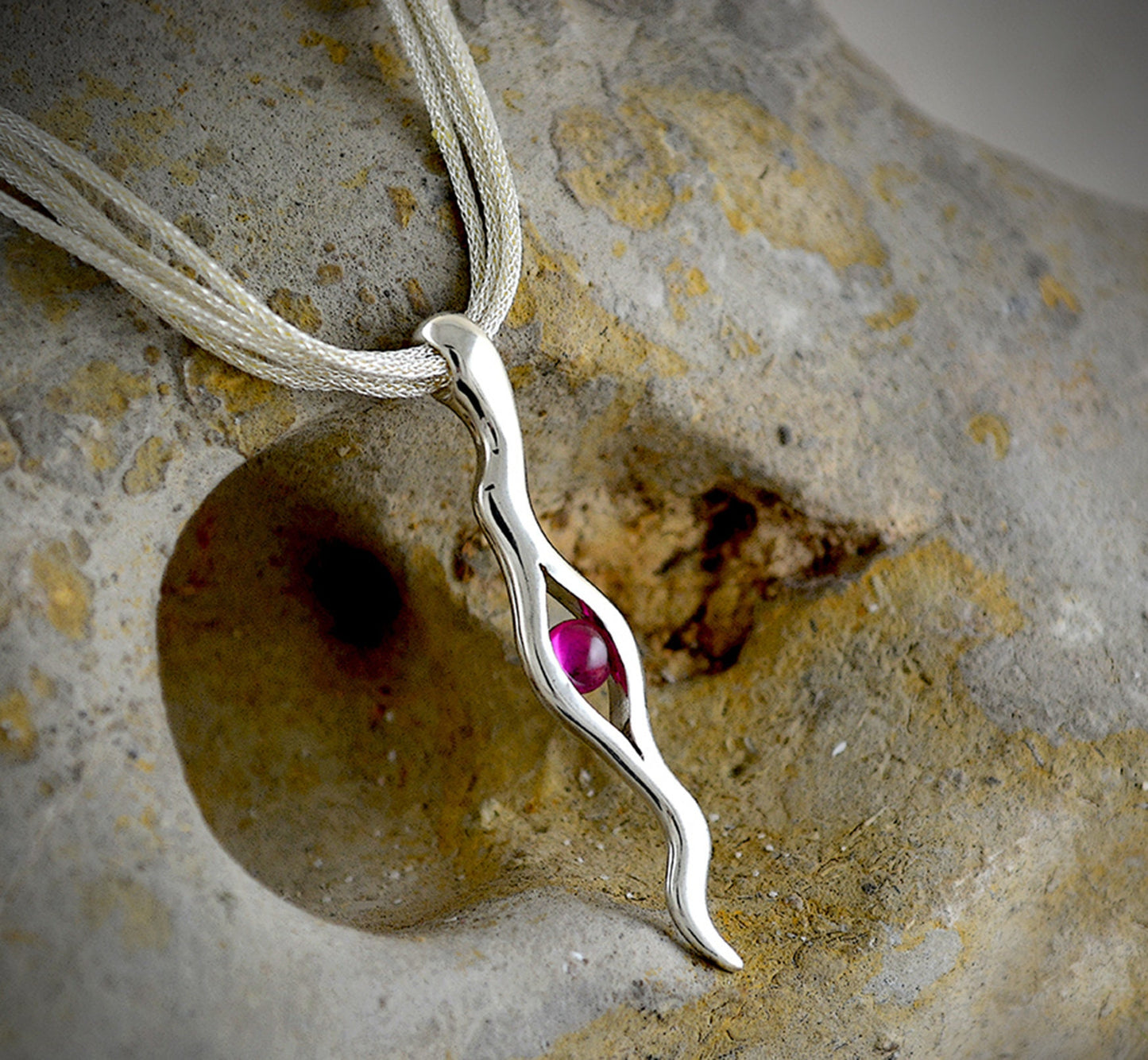 Earrings and eye pendant set, handmade in solid silver and set with a top quality synthetic stone or natural stones