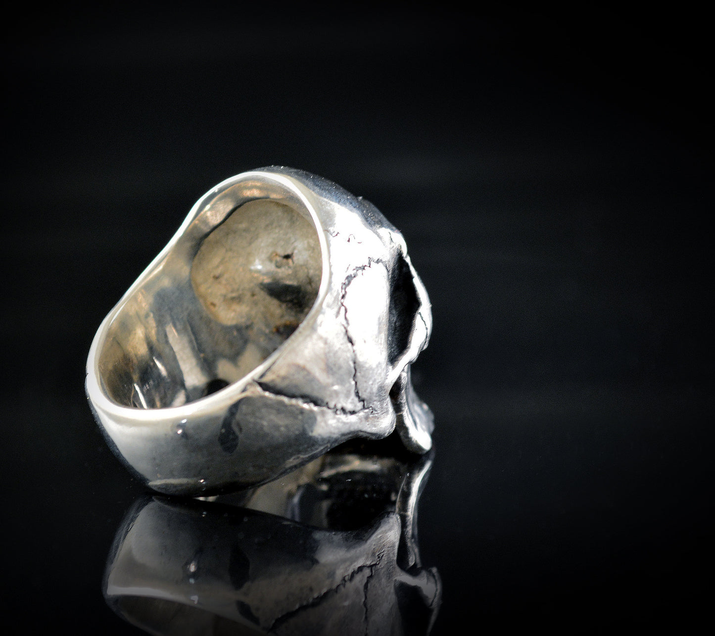 Anillo Calavera en plata de ley, Cráneo humano completo, Memento mori, Rock and Roll - D´Cast