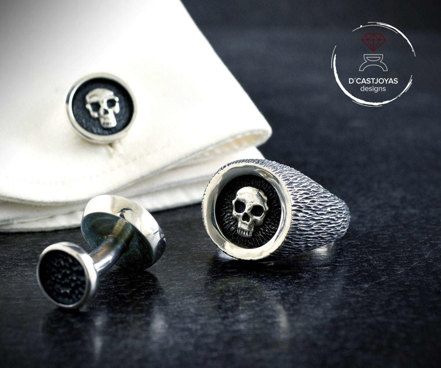 Silver 925 Skull Cufflinks, Round Cufflinks, Skull Cufflinks, Boyfriend Gift, Gothic Jewelry, Biker Jewelry, Handmade