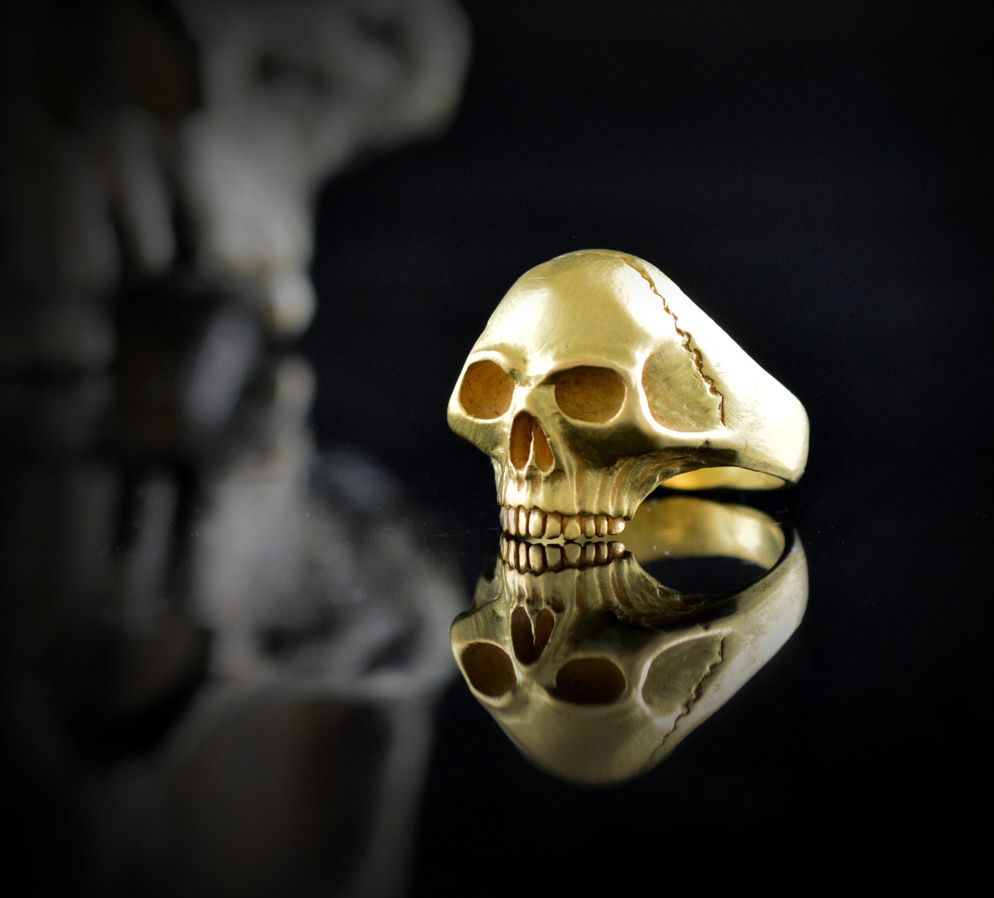 10k, 14k und 18K Gold Totenkopf Ring, Massiver Gold Totenkopf Verlobungsring, Memento mori Ring, Gothic Ehering